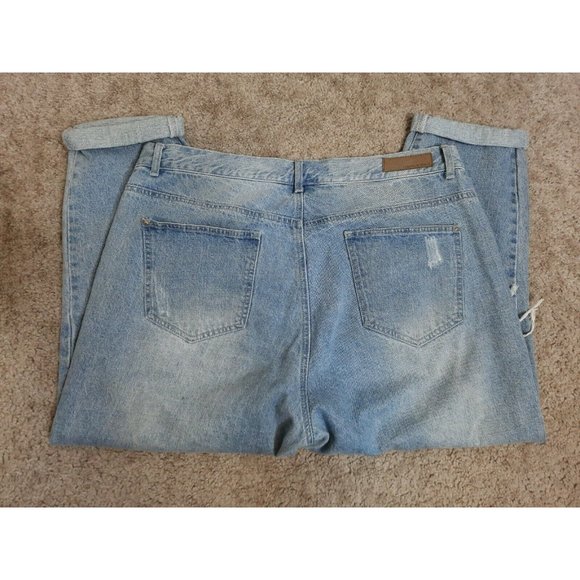 Liquor N Poker Curve Denim Blue Crop Mom Jeans 18 - Picture 12 of 12